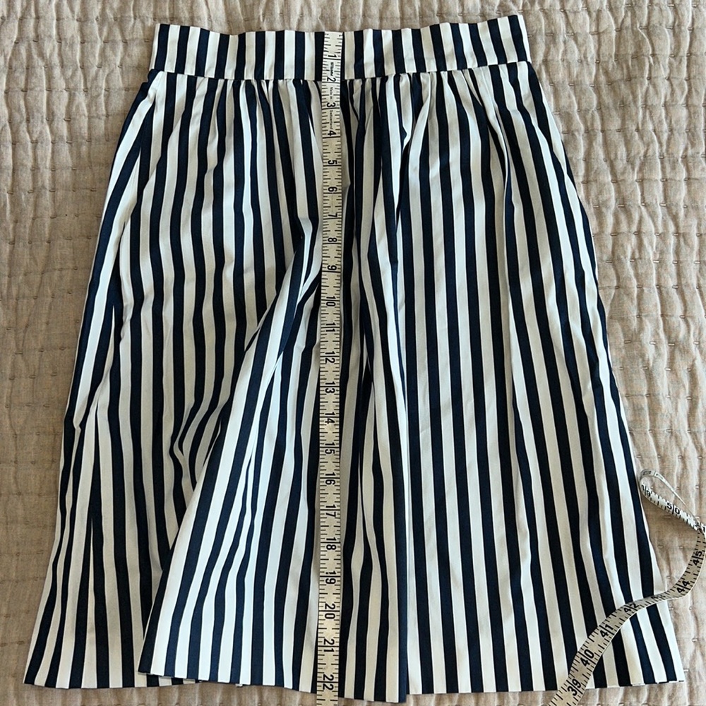 ZARA Navy & White Striped A-Line Pleated Skirt with Pockets- Sz Small - … - Picture 6 of 6